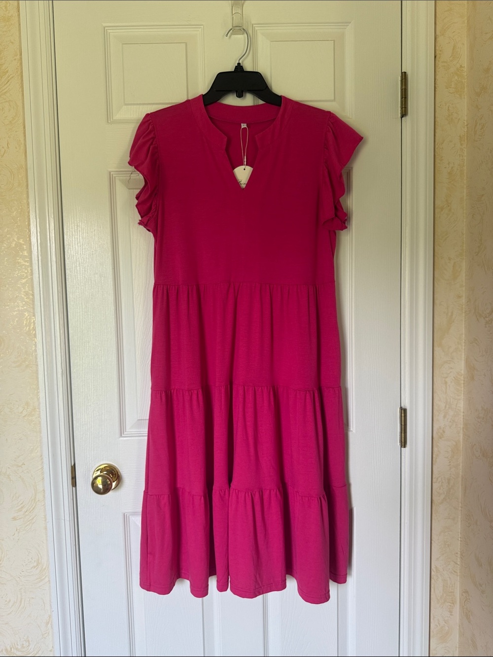 Ruffle Sleeve Tiered Midi Dress